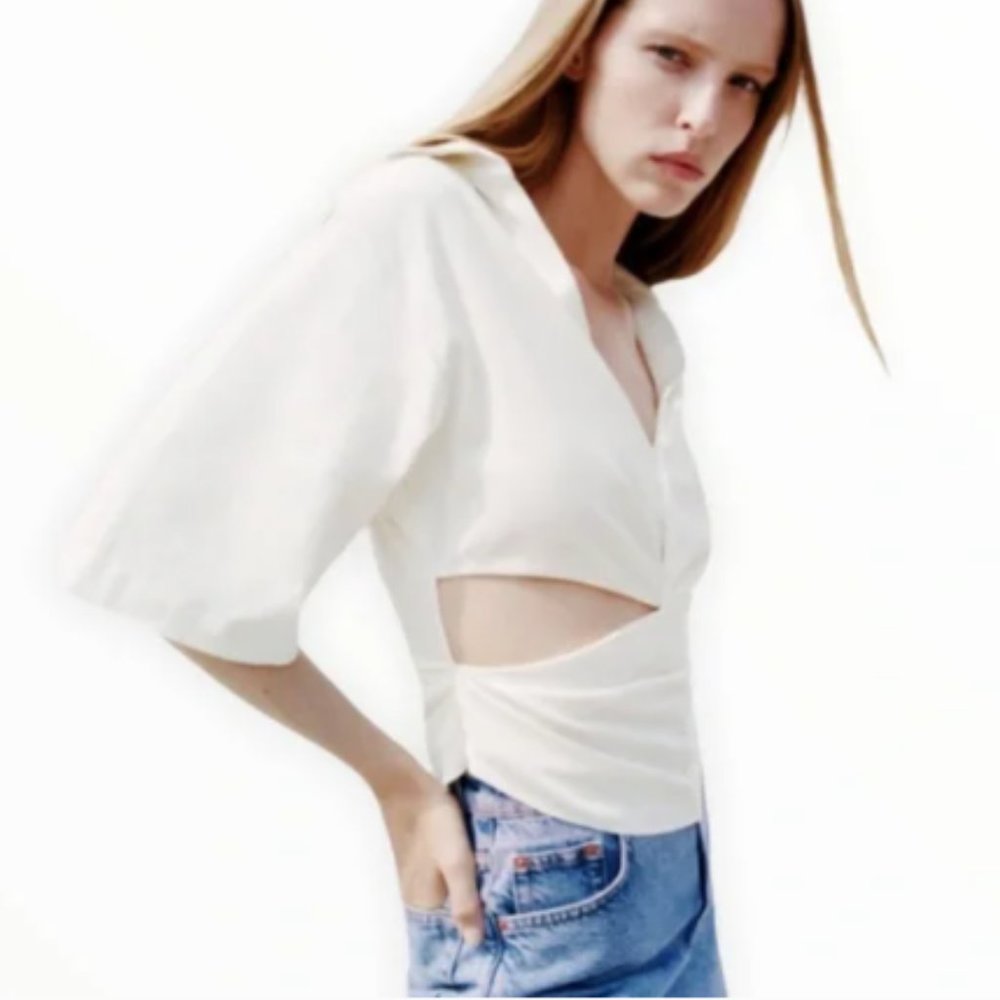Zara White Cut Out Top